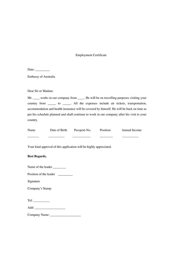 Employment Certificate