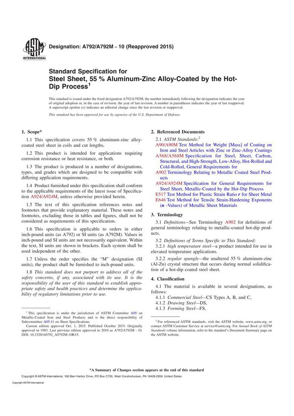 ASTM A792-2010(R2015)