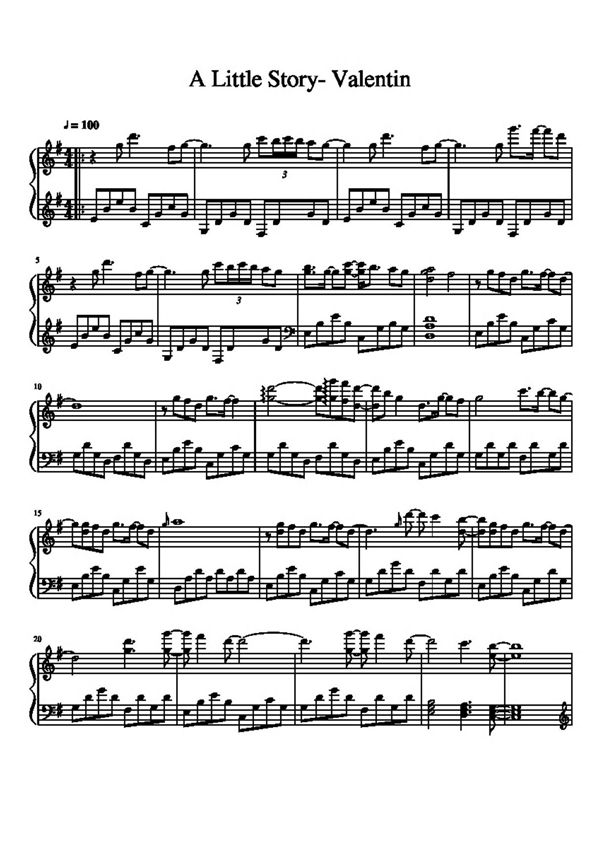 钢琴五线谱曲 小故事A Little Story- Valentin