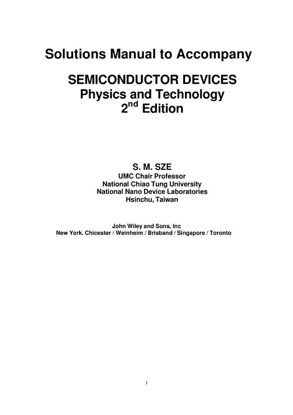 半导体器件物理与工艺 施敏 答案