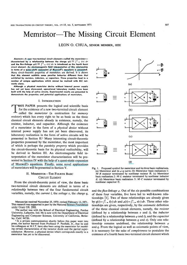 忆阻器 消失的第四器件 蔡少棠