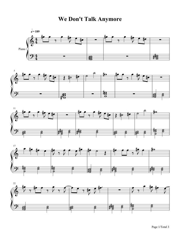 P0153-钢琴曲谱-We-Dont-Talk-Anymore-Charlie-Puth
