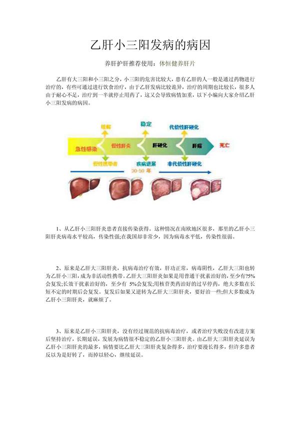 乙肝小三阳发病的病因