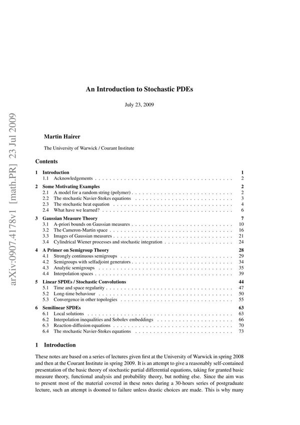 随机偏微分方程基础教程