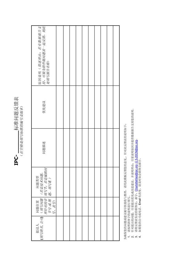 标准问题反馈表