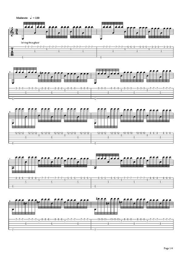 《轮指版本爱的罗曼史(爱的浪漫)》吉他六线谱