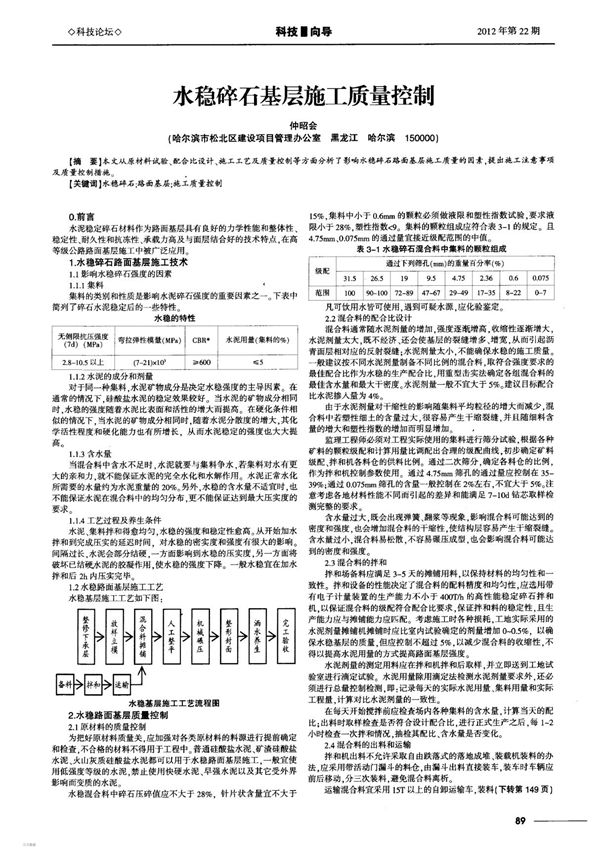 水稳碎石基层施工质量控制