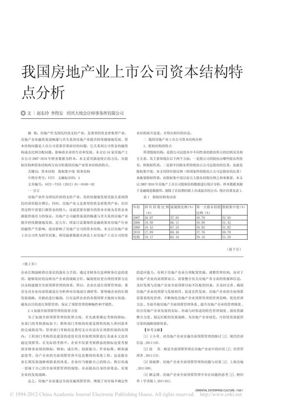 我国房地产业上市公司资本结构特点分析