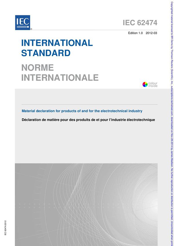 (高清正版) IEC 62474-2012