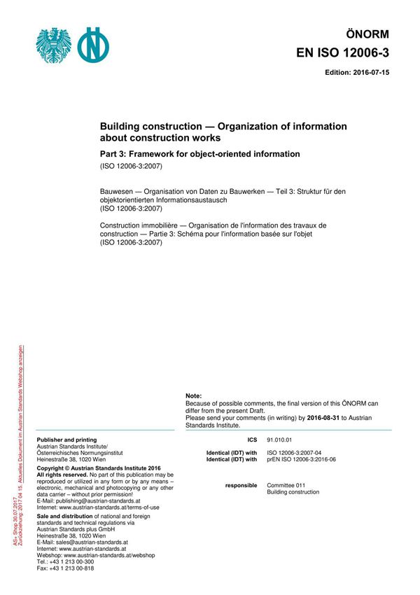 ISO 12006-3 Building construction ― Organization of information