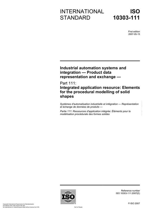 ISO 10303-111 Industrial automation systems and integration Product data representation and exchange