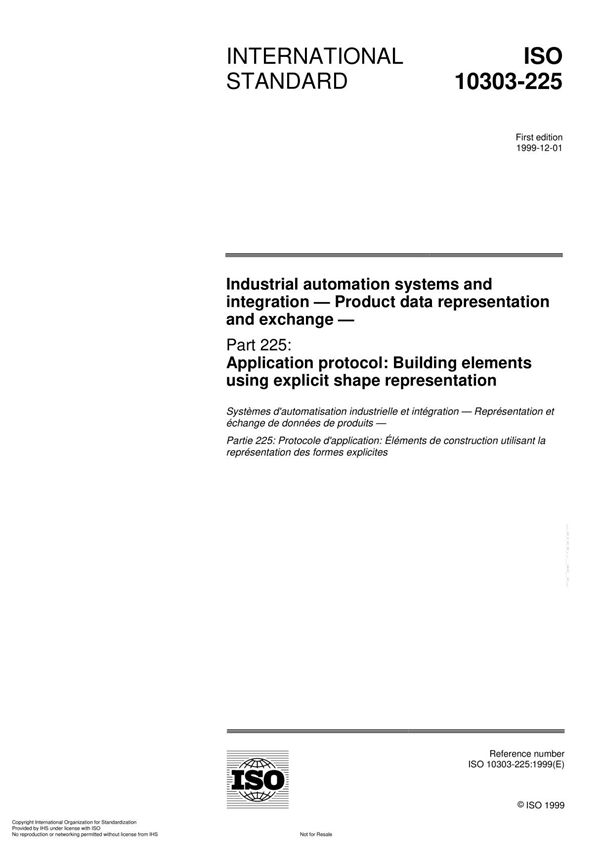 ISO 10303-225 Industrial automation systems and integration Product data representation and exchange
