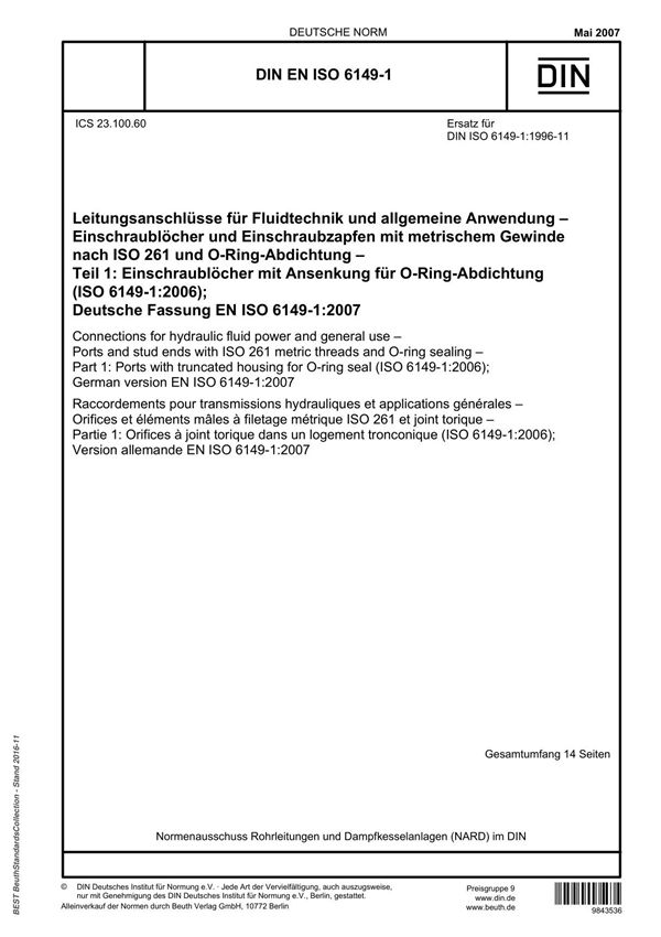 DIN EN ISO 6149-1 (2007-05-00)