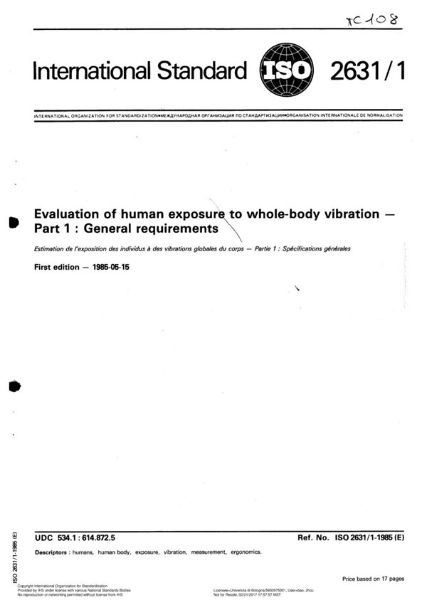 (高清版本) ISO 2631-1-1985