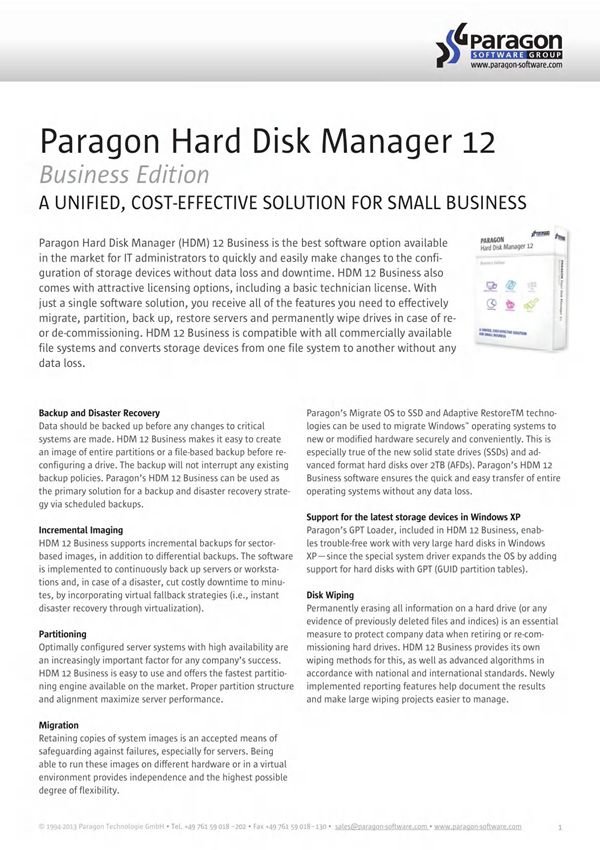 Paragon Hard Disk Manager 12