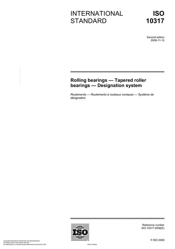 ISO 10317 Rolling bearings Tapered roller bearings Designation system