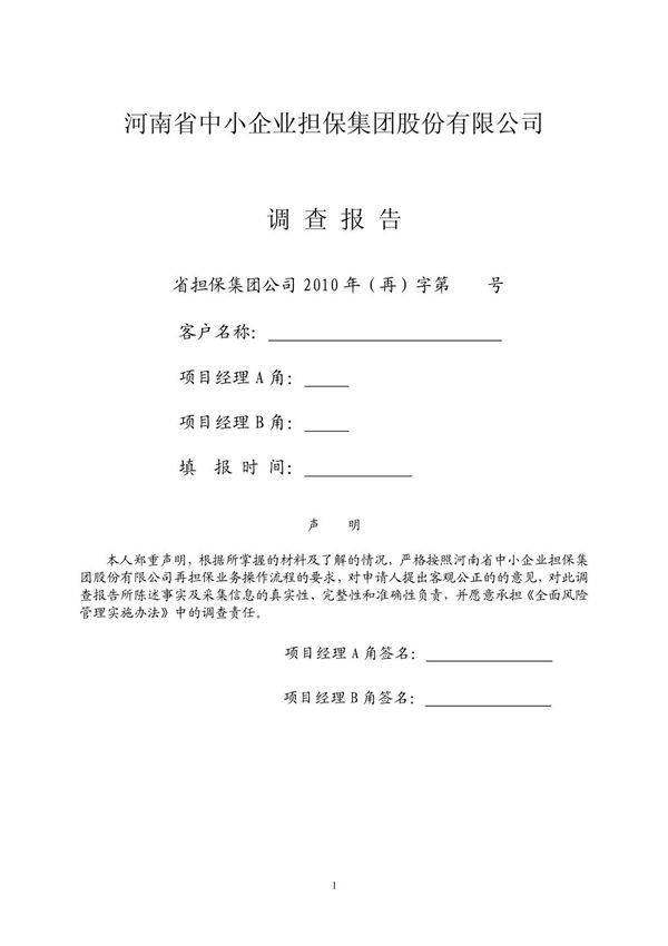 (最新)小额贷款公司空白模板