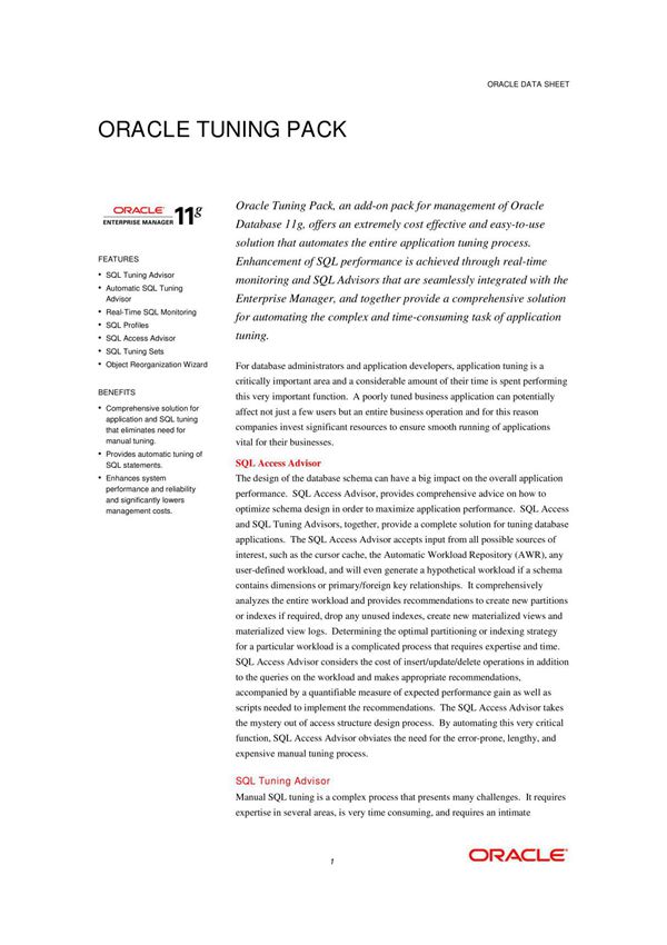 Oracle Tuning Pack