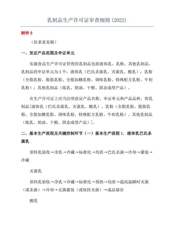 乳制品生产许可证审查细则(2022)