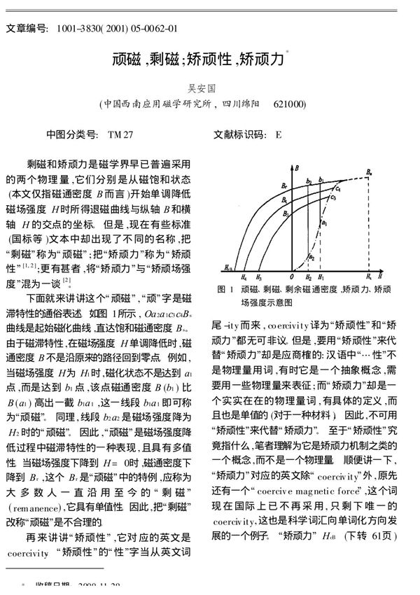 顽磁,剩磁;矫顽性,矫顽力