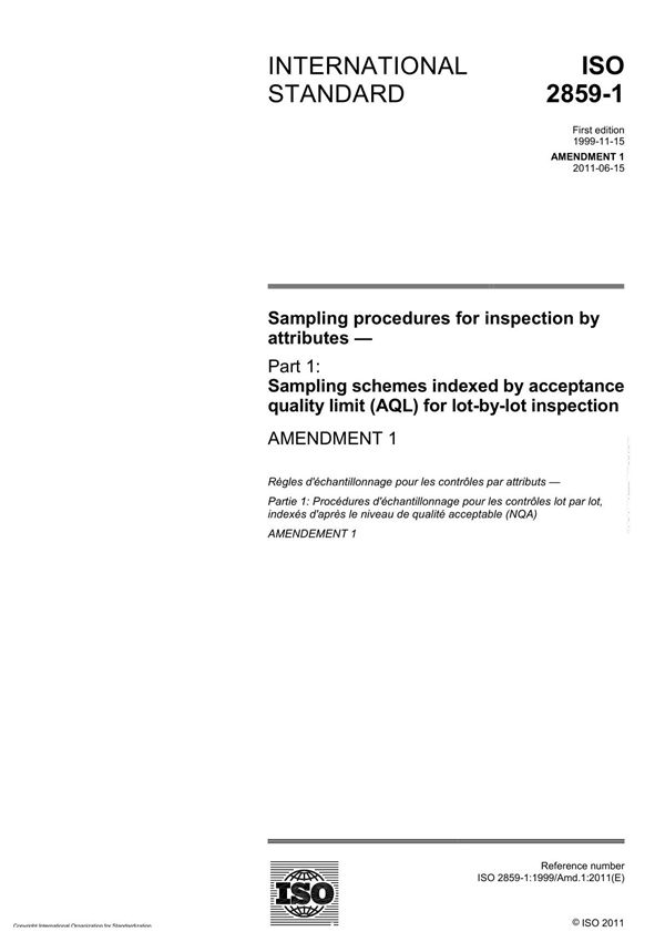ISO 2859-1-1999 Amd 1-2011