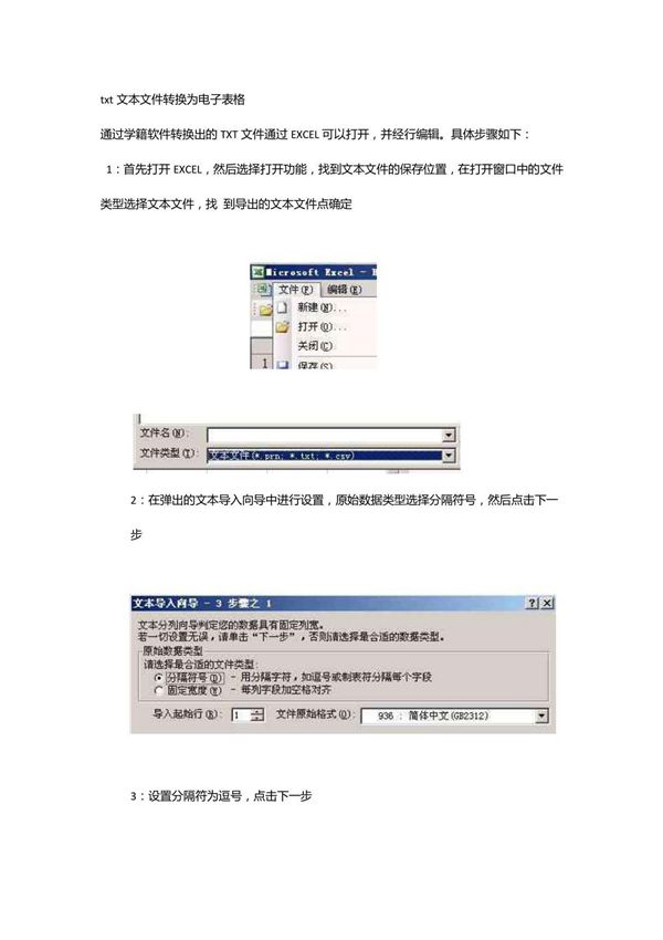 (精品)txt文本文件转换为电子表格