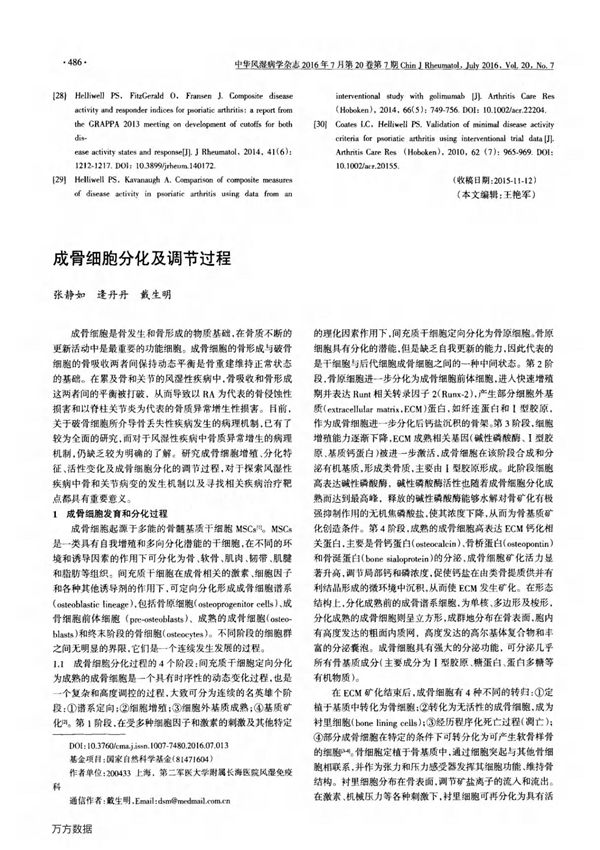 成骨细胞分化及调节过程