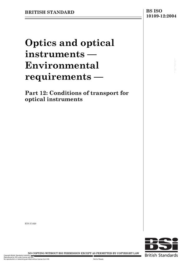 ISO 10109-12 Optics and photonics Environmental requirement