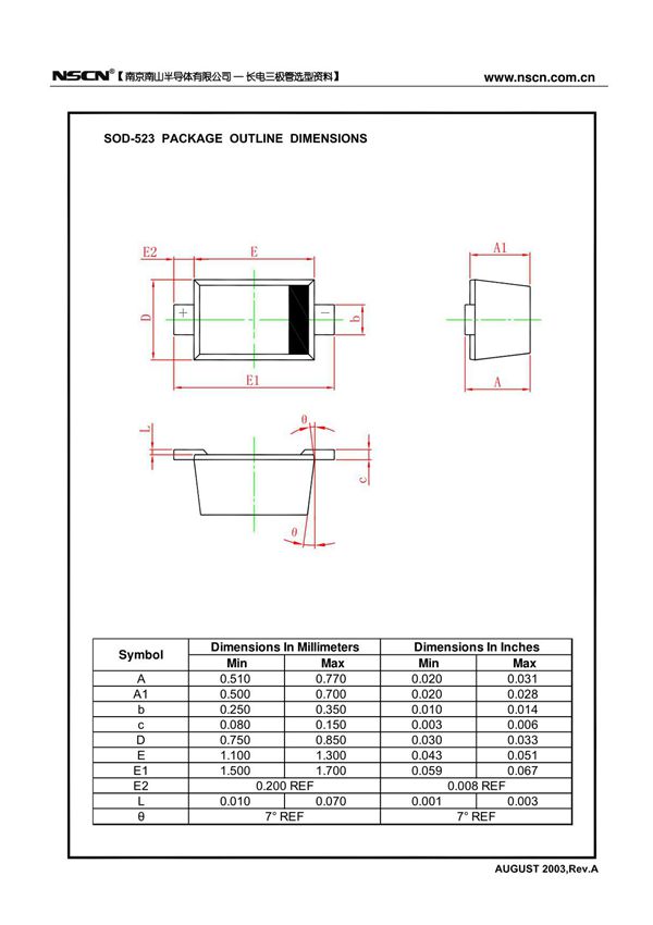 SOD-贴片二极管封装尺寸对照表(ＰＤＦ)