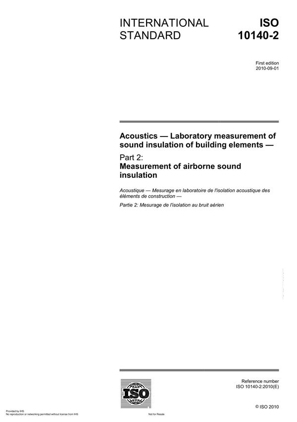 ISO 10140-2 Acoustics  Laboratory measurement of sound insulation of building element