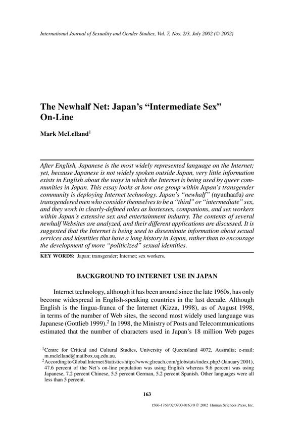 The Newhalf Net  Japan's Intermediate Sex On-Line