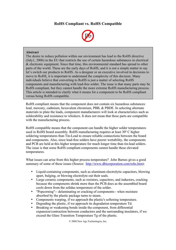 RoHS Compliant vs RoHS Compatible