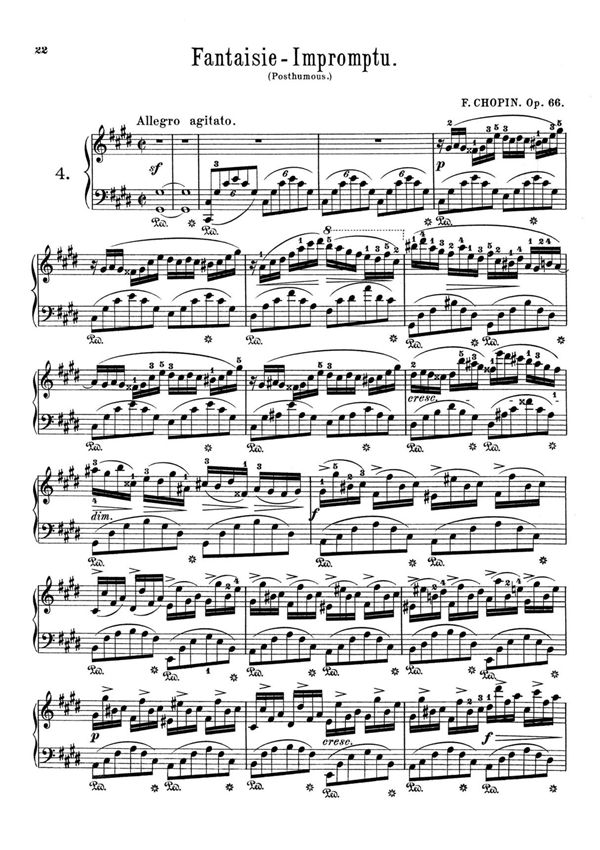 11148肖邦 升C小调幻想即兴曲 钢琴谱 带指法 op.66