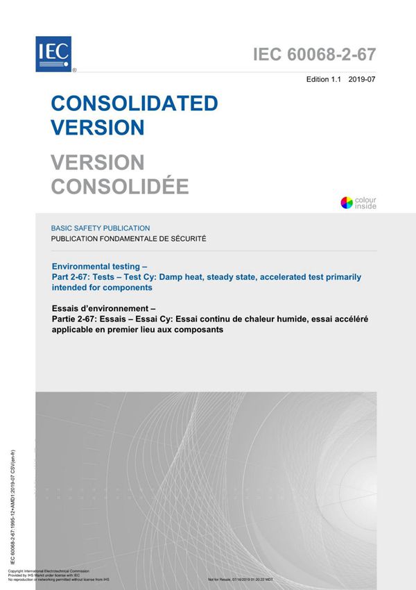 (高清正版) IEC 60068-2-67-2019
