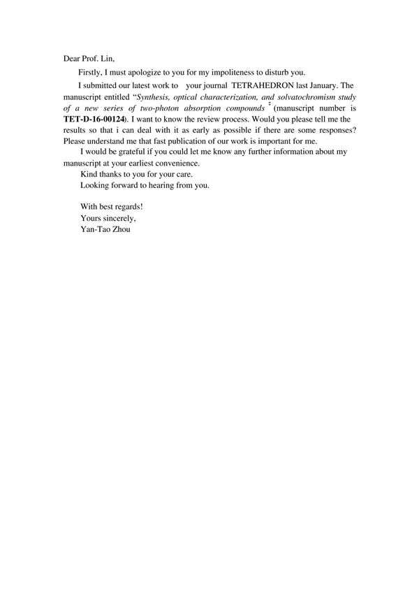 英文文章催稿信