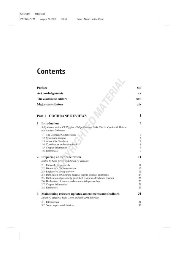 Cochrane Handbook 5.0 封面和索引