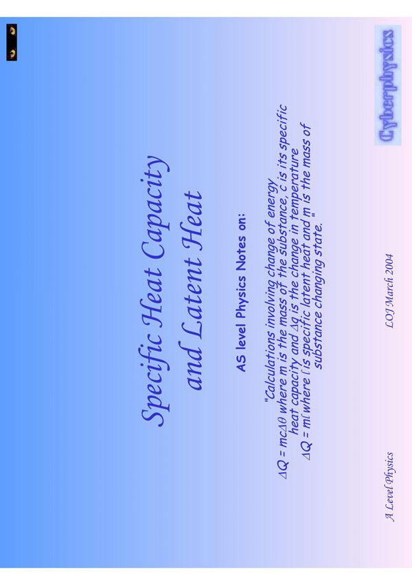 Specific Heat Capacity and Latent Heat