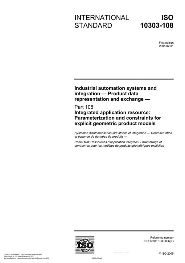 ISO 10303-108 Industrial automation systems and integration Product data representation and exchange