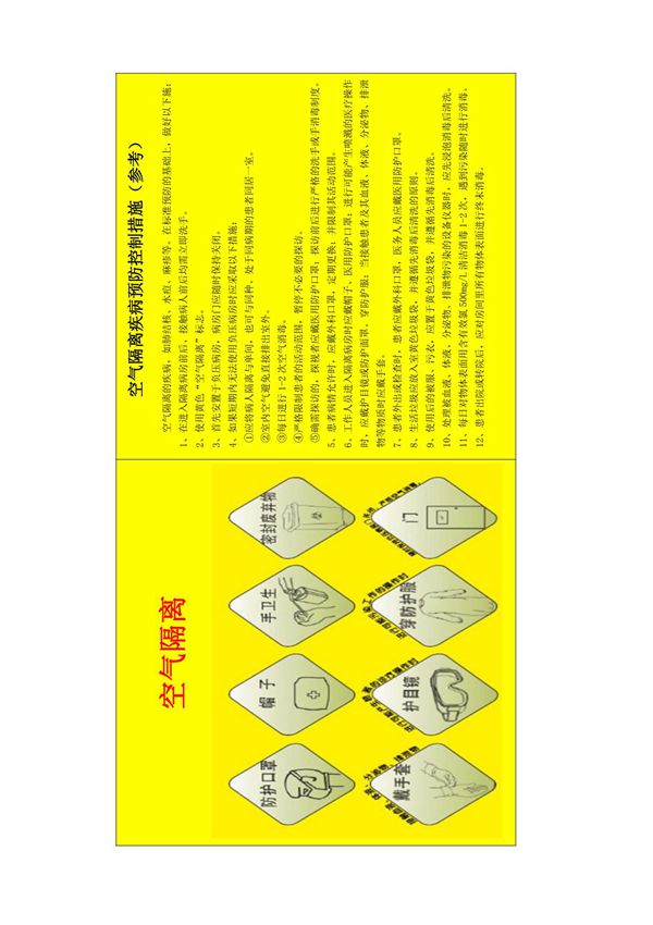 医院常见传播途径的隔离疾病预防控制措施(参考)