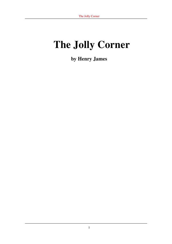 The Jolly Corner(快乐的角落)