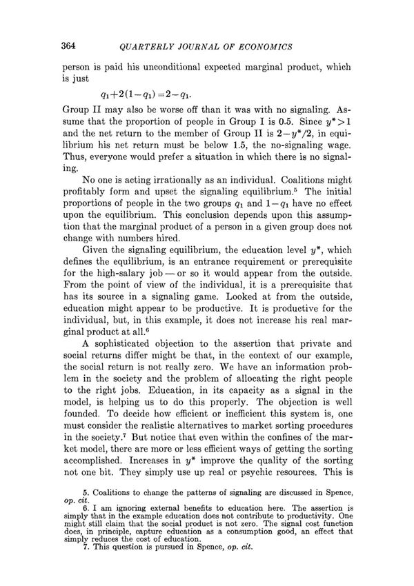 Job Market Signaling (1973) by Michael Spence 2