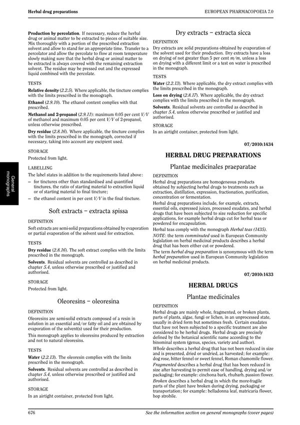 欧洲药典英文版European Pharmacopoeia EP 7.0 General Monographs Herbal drug preparations电子版下载