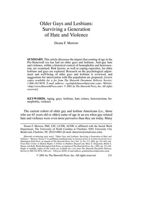 older gays and lesbians surviving a generation of hate and老年男同性恋者和女同性恋者的生存一代恨,