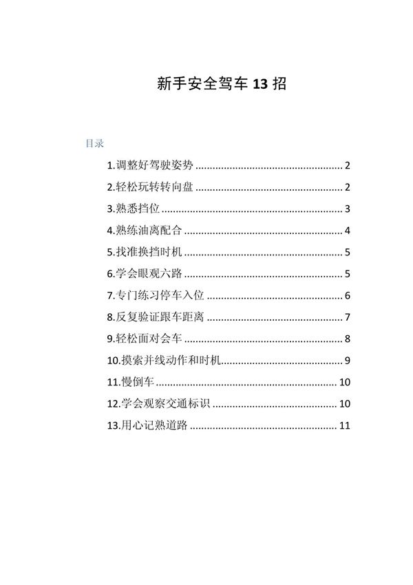 新手安全驾车13招