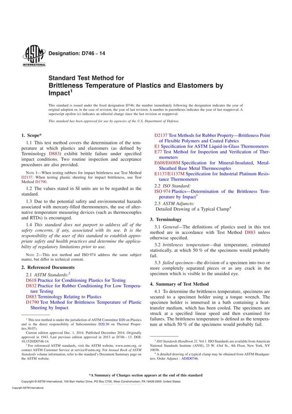 ASTM D746 - 14