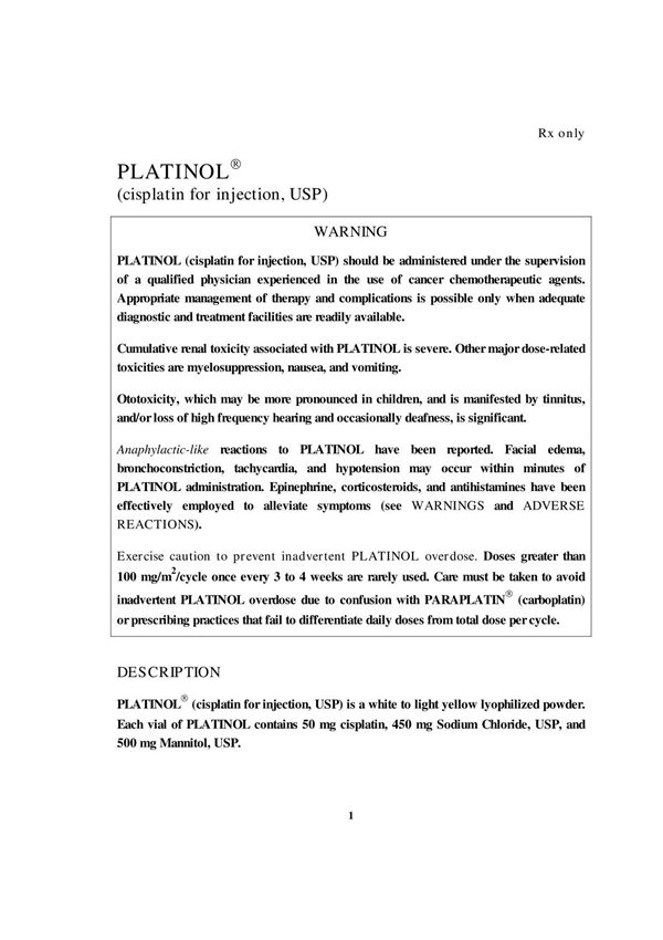 顺铂注射剂说明书(英文)
