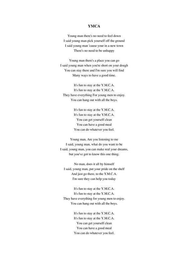 《YMCA》歌词