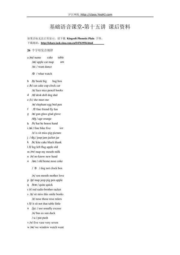 字母及字母组合发音规律