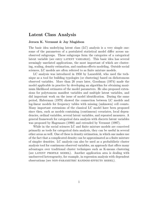 Latent class analysis