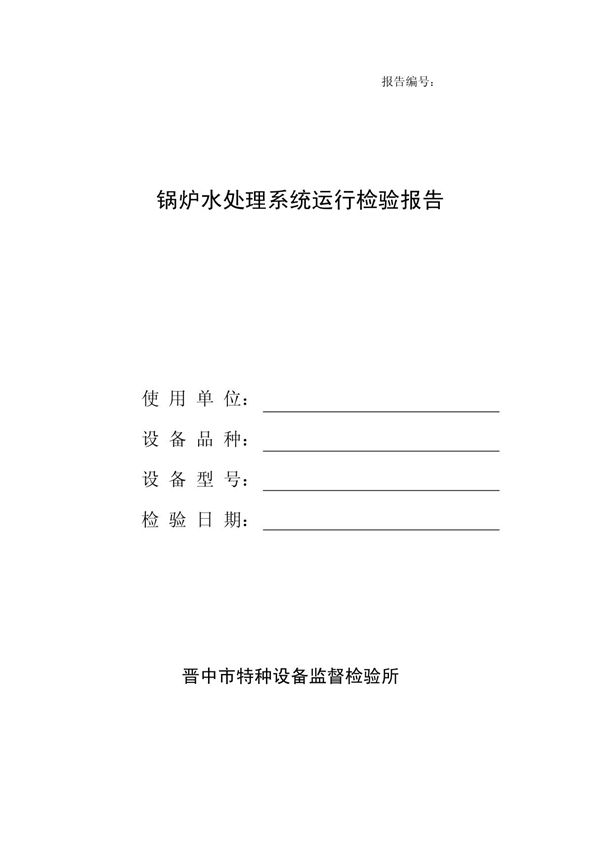 锅炉水处理系统运行检验报告